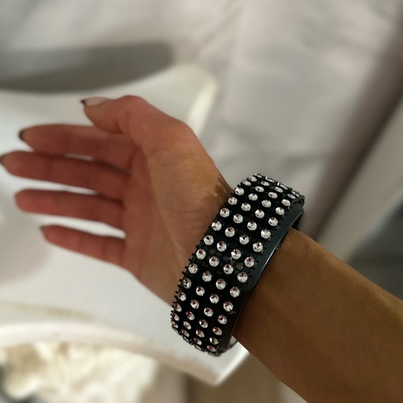 Iris Apfel RARE bangle -BRC Black Stone Bangle with crystal jewel gemstones - Picture 4 of 12